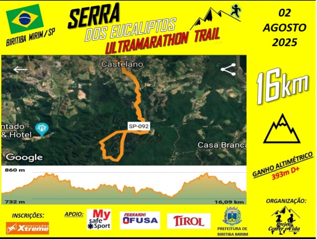 KIT COMPLETO COM CAMISETA  16KM MASCULINO E FEMININO