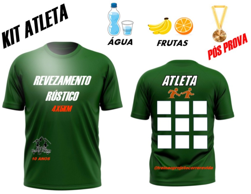 KIT COMPLETO COM CAMISETA REVEZAMENTO RÚSTICO 4X5KM FEMININO