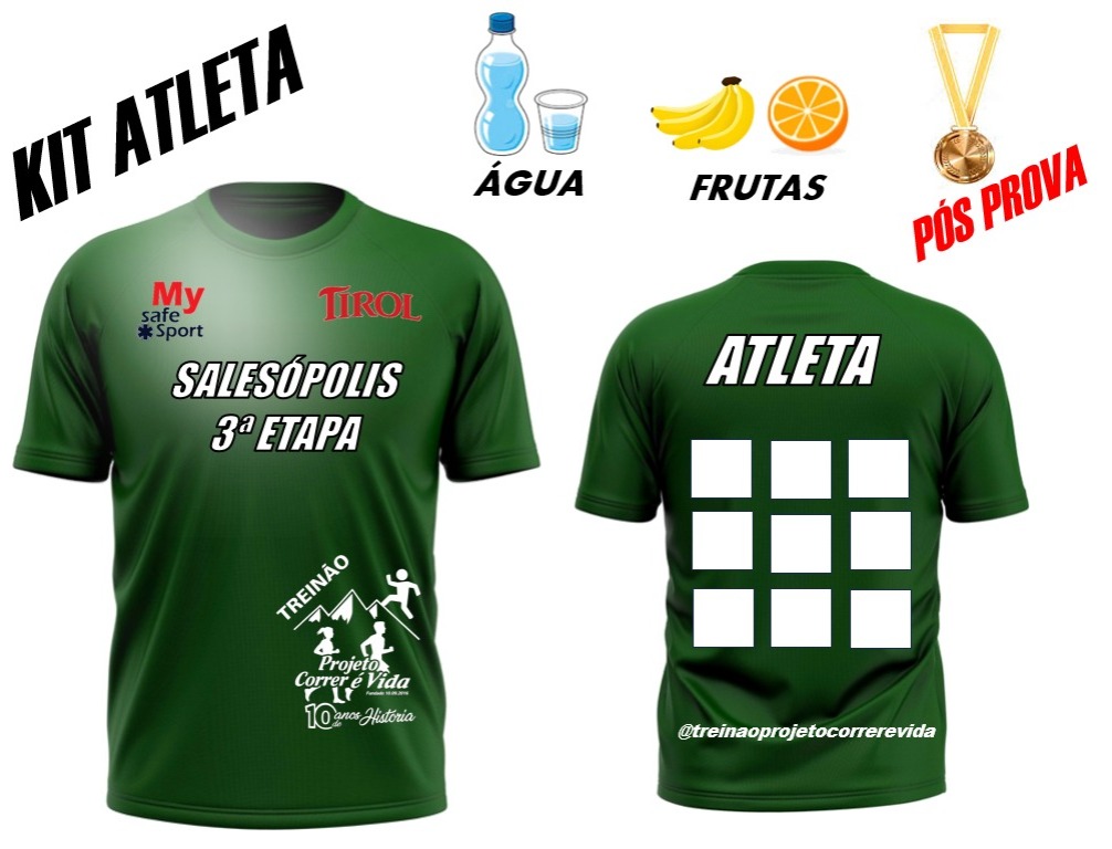 KIT COMPLETO COM CAMISETA 7KM - MASCULINO E FEMININO