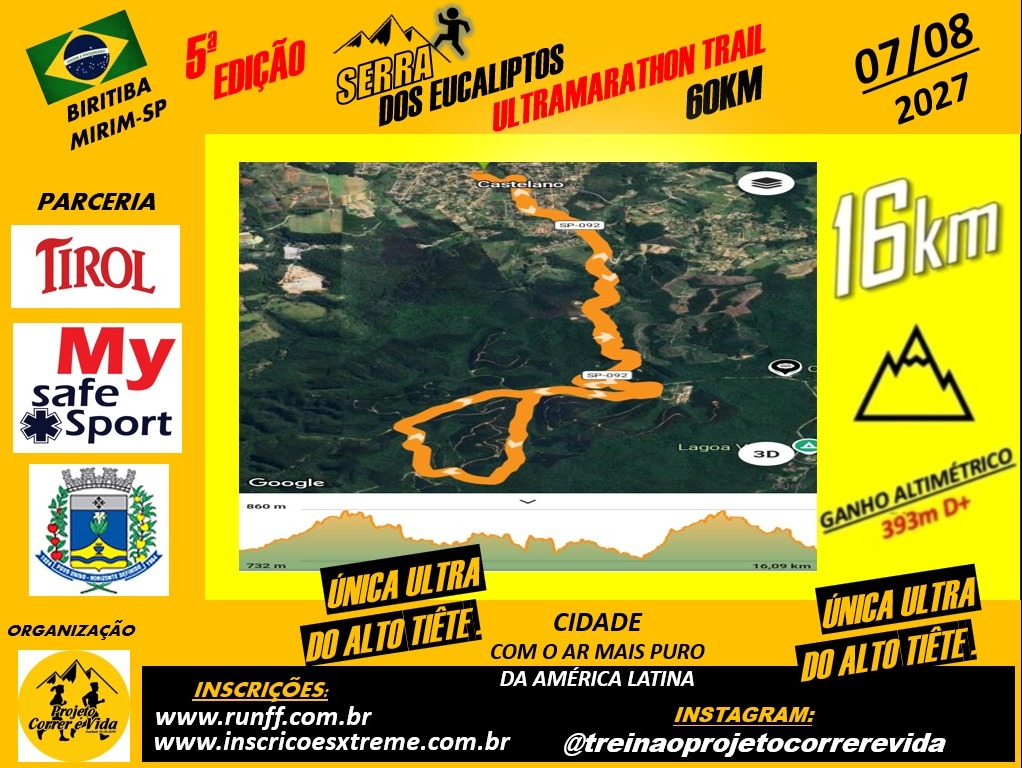 KIT COMPLETO COM CAMISETA LONGUINHO 16KM MASCULINO E FEMININO 60+