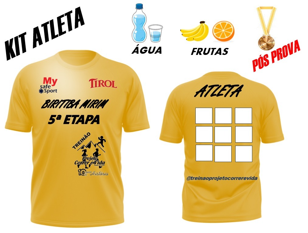 KIT COMPLETO COM CAMISETA PERCURSO LONGO 21KM - MASCULINO E FEMININO 60+ ANOS